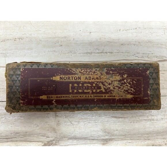 Antique Norton Abrasives India Oilstone Sharpening Stone 7" x 2" x 1" Medium MB7 - Picture 15 of 16